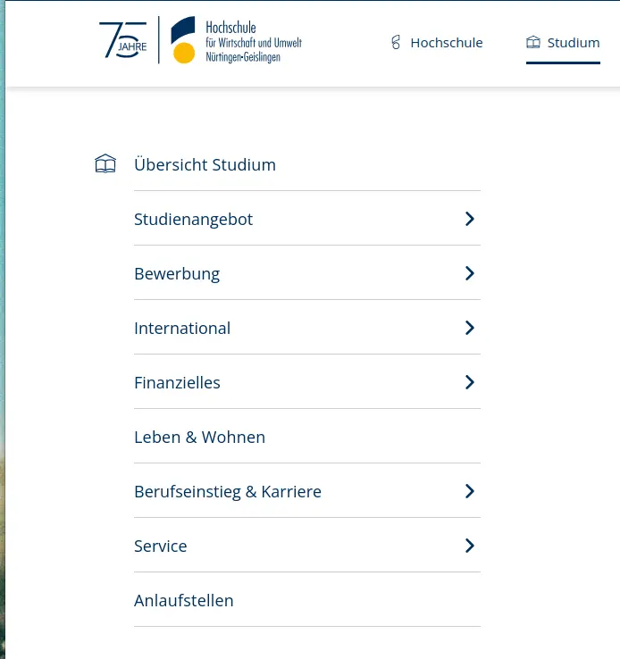 HfWU Subnavigation