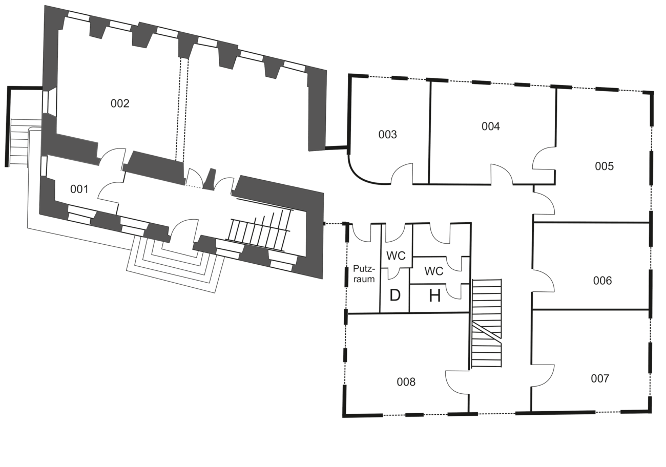 Gebäudeplan Erdgeschoss CI4 und CI5 des Campus Innenstadt