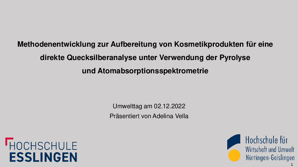 Methodenentwicklung zur Aufbereitung von Kosmetikprodukten für eine direkte Quecksilberanalyse