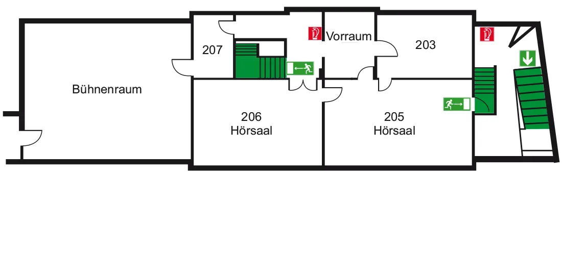 Gebäudeplan zweites Obergeschoss CI2 des Campus Innenstadt