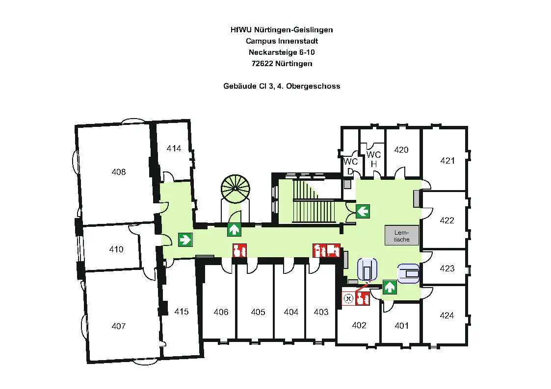 Gebäudeplan viertes Obergeschoss CI3 des Campus Innenstadt