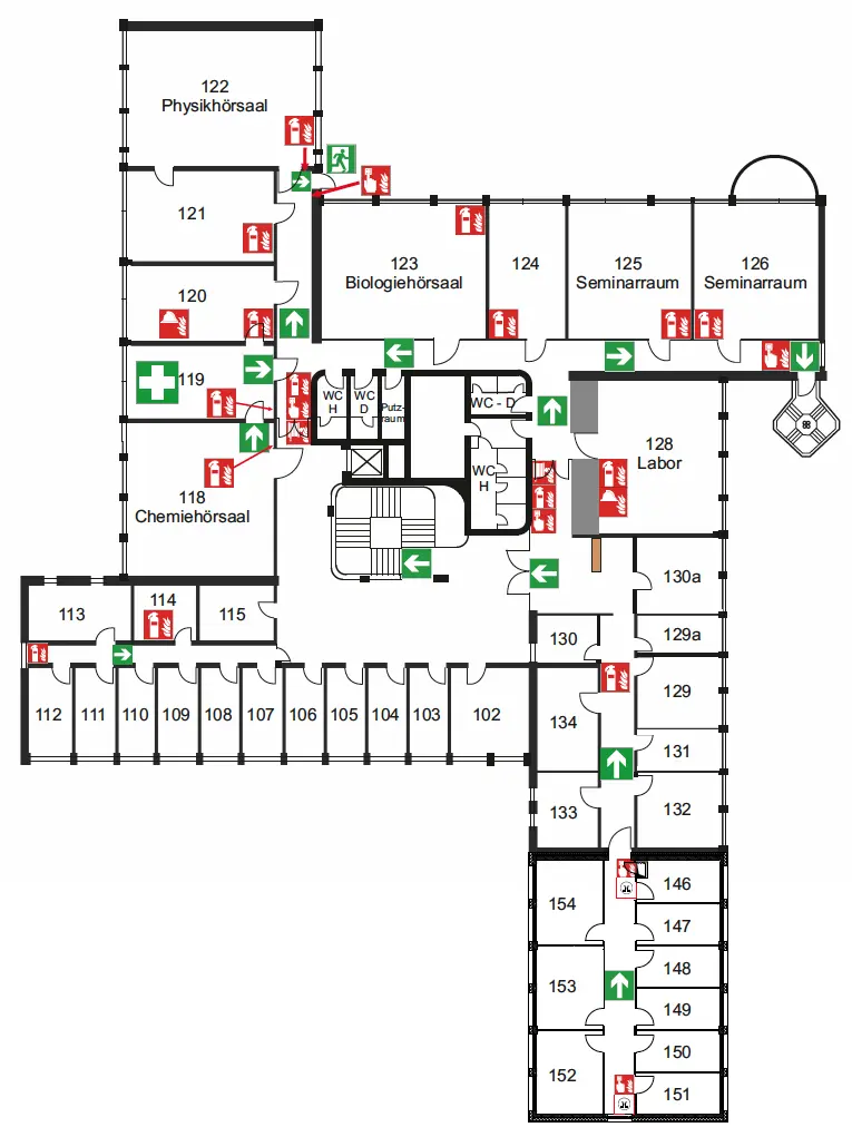 Gebäudeplan erstes Obergeschoss CB1 des Campus Braike