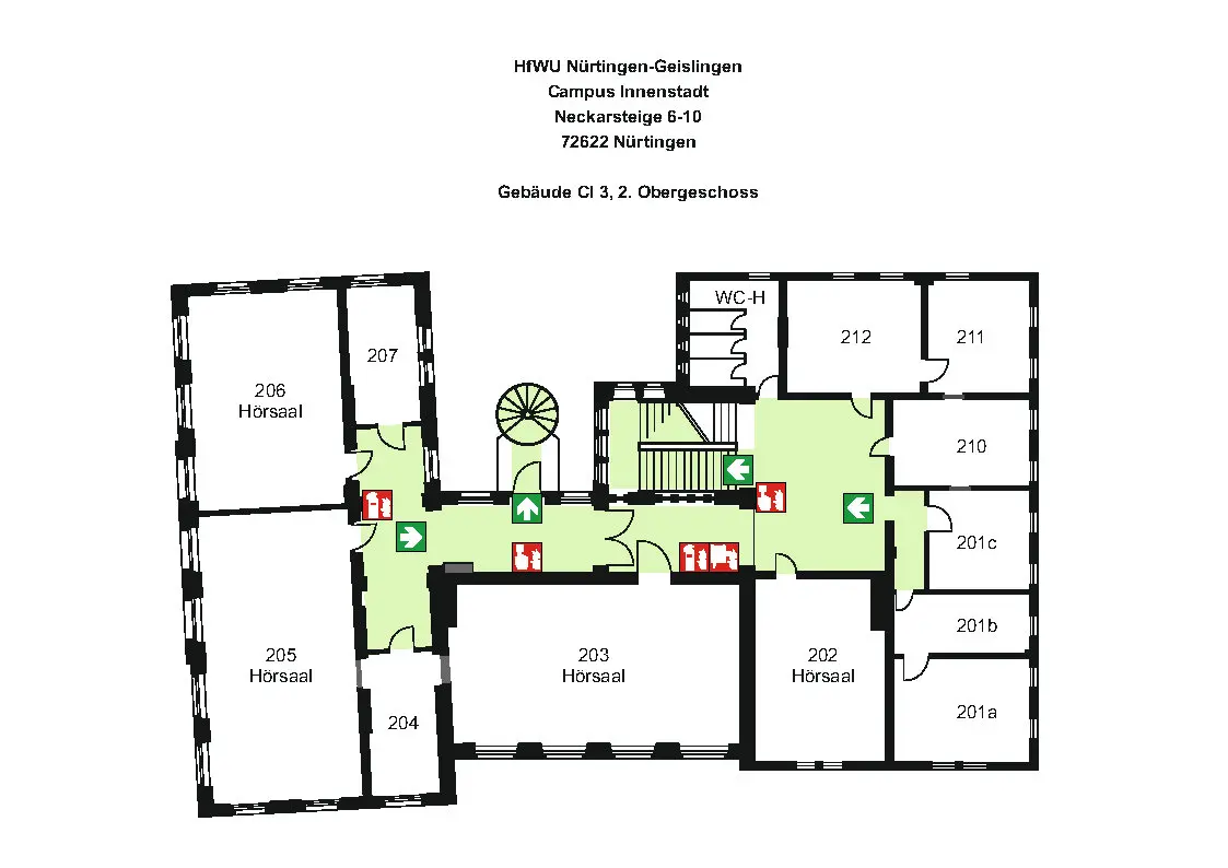 Gebäudeplan zweites Obergeschoss CI3 des Campus Innenstadt