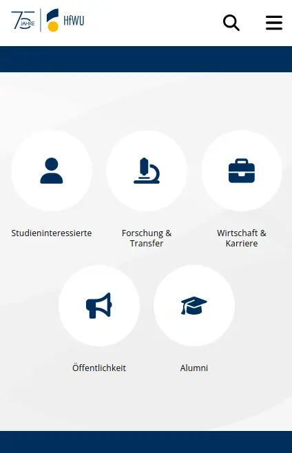 HfWU Zielgruppennavigation mobile Version
