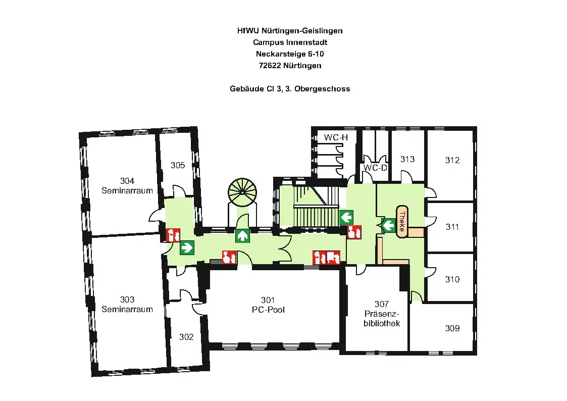 Gebäudeplan drittes Obergeschoss CI3 des Campus Innenstadt