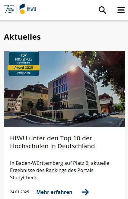 HfWU Aktuelles mobile Version