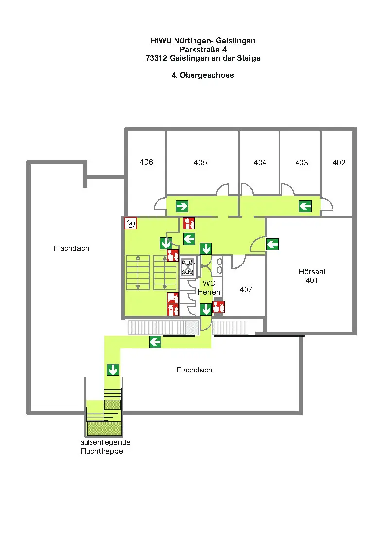 Gebäudeplan viertes Obergeschoss Pa4 des Campus Geislingen