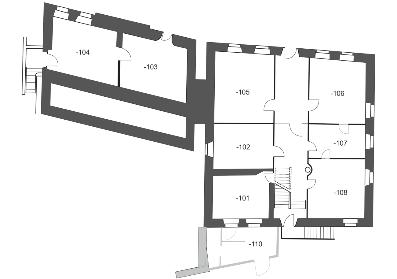Gebäudeplan Untergeschoss CI4 und CI5 des Campus Innenstadt