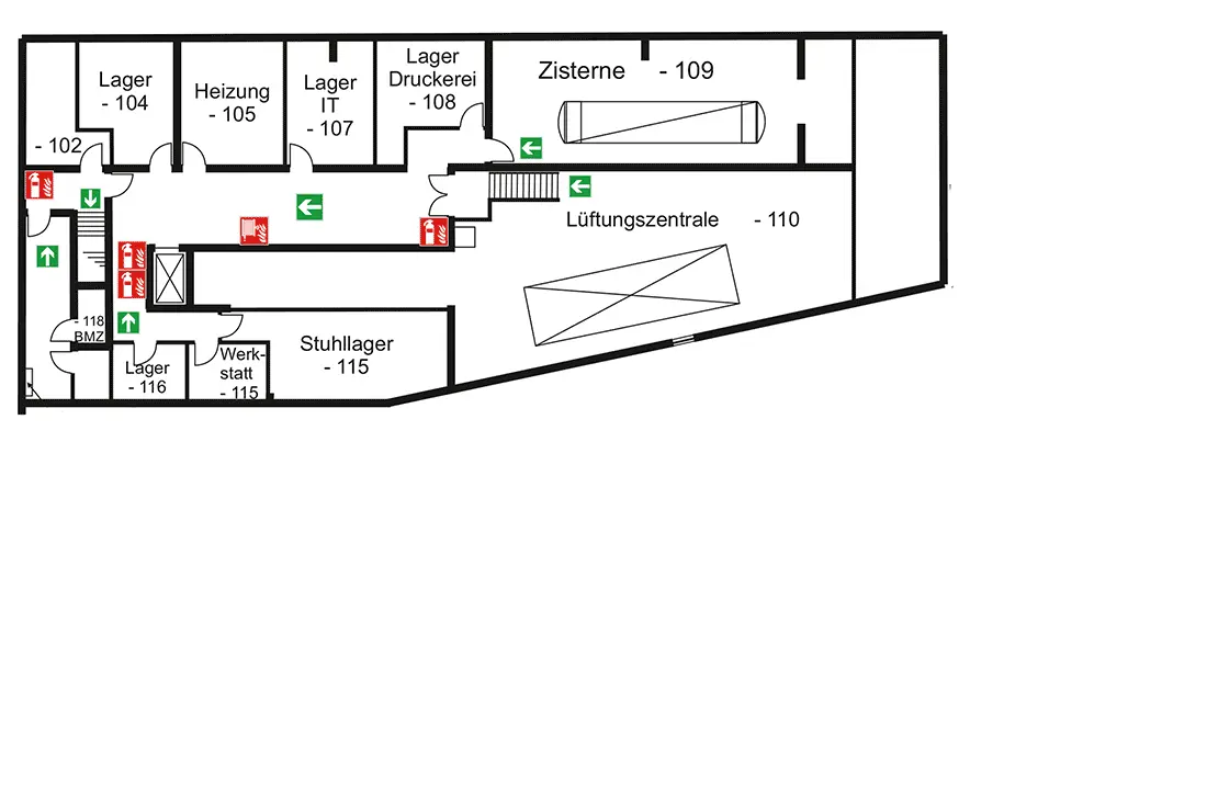 Gebäudeplan Untergeschoss CI10 des Campus Innenstadt