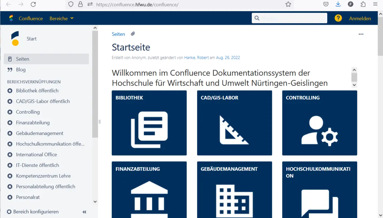 Confluence Startseite