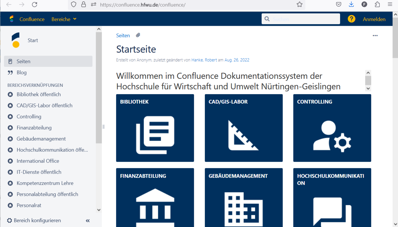 Confluence Startseite