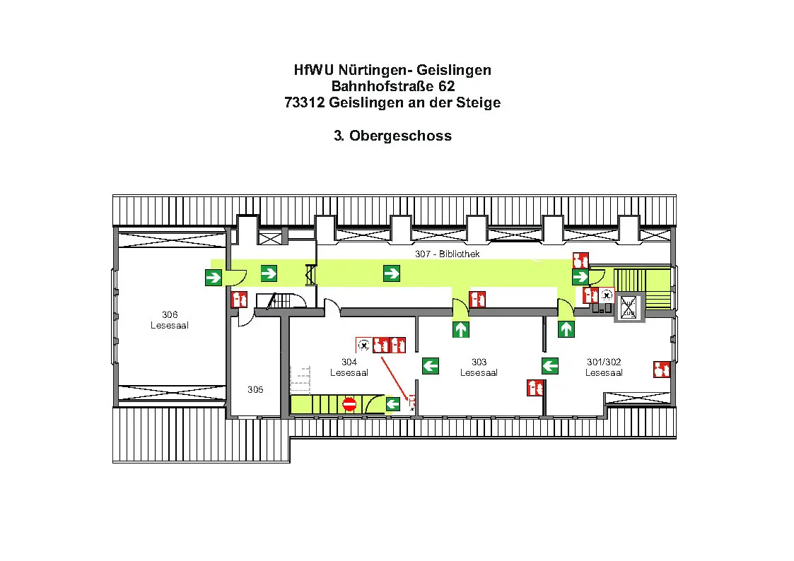 Gebäudeplan zweites Obergeschoss Ba62 des Campus Geislingen 