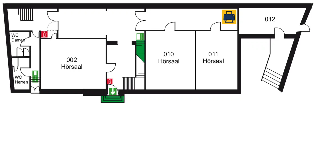 Gebäudeplan Erdgeschoss CI2 des Campus Innenstadt