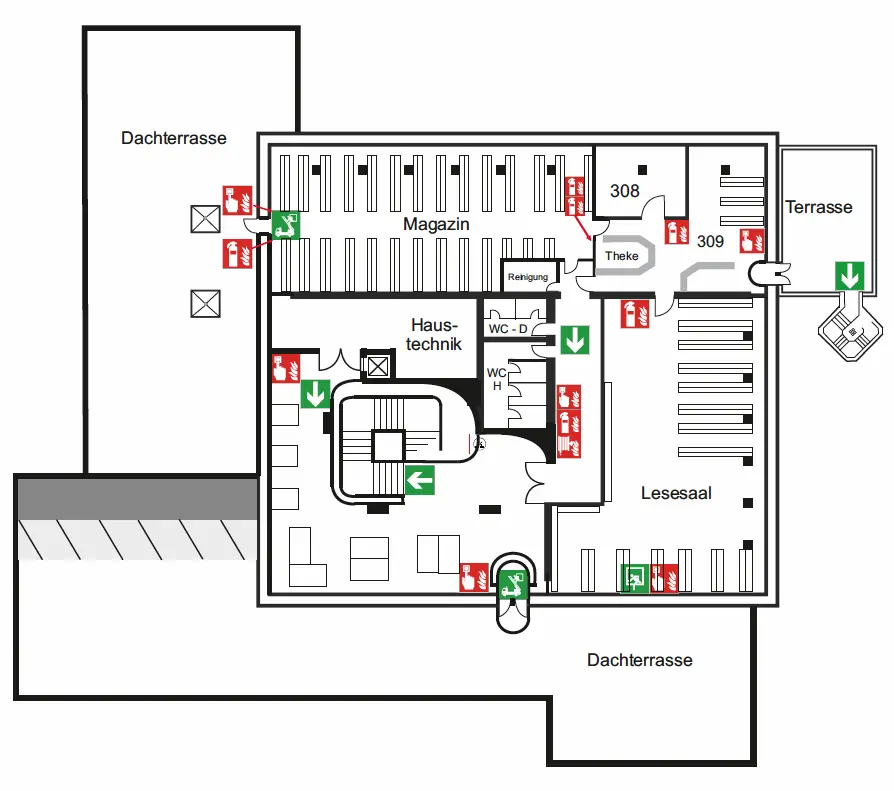 Gebäudeplan drittes Obergeschoss CB1 des Campus Braike
