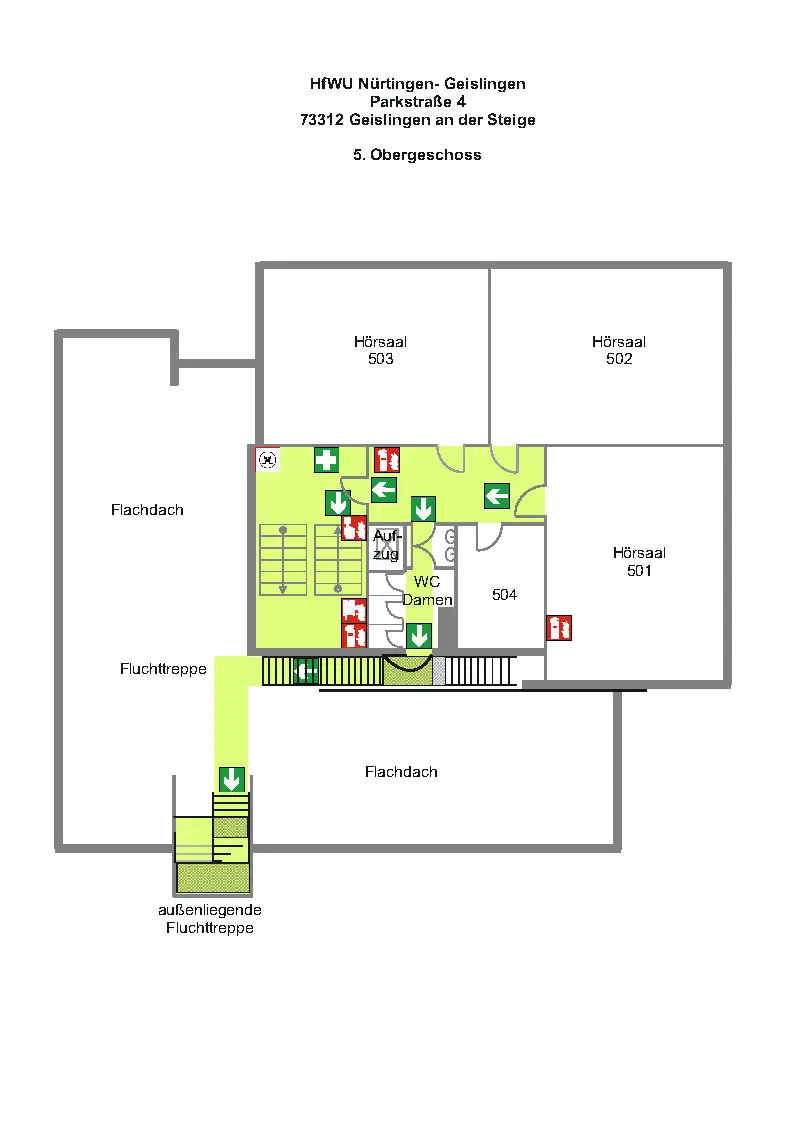 Gebäudeplan fünftes Obergeschoss Pa4 des Campus Geislingen