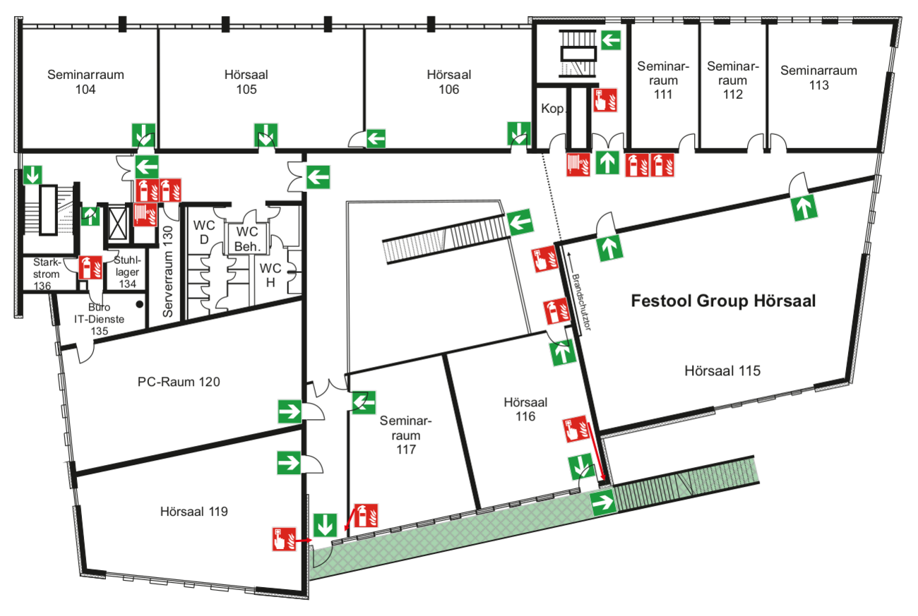 Gebäudeplan erstes Obergeschoss CI10 des Campus Innenstadt