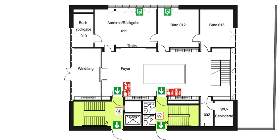 Gebäudeplan Erdgeschoss CI7 des Campus Innenstadt