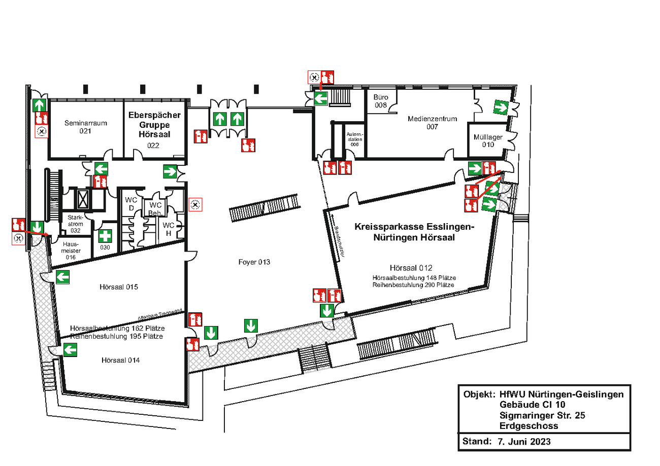 Gebäudeplan Erdgeschoss CI10 des Campus Innenstadt