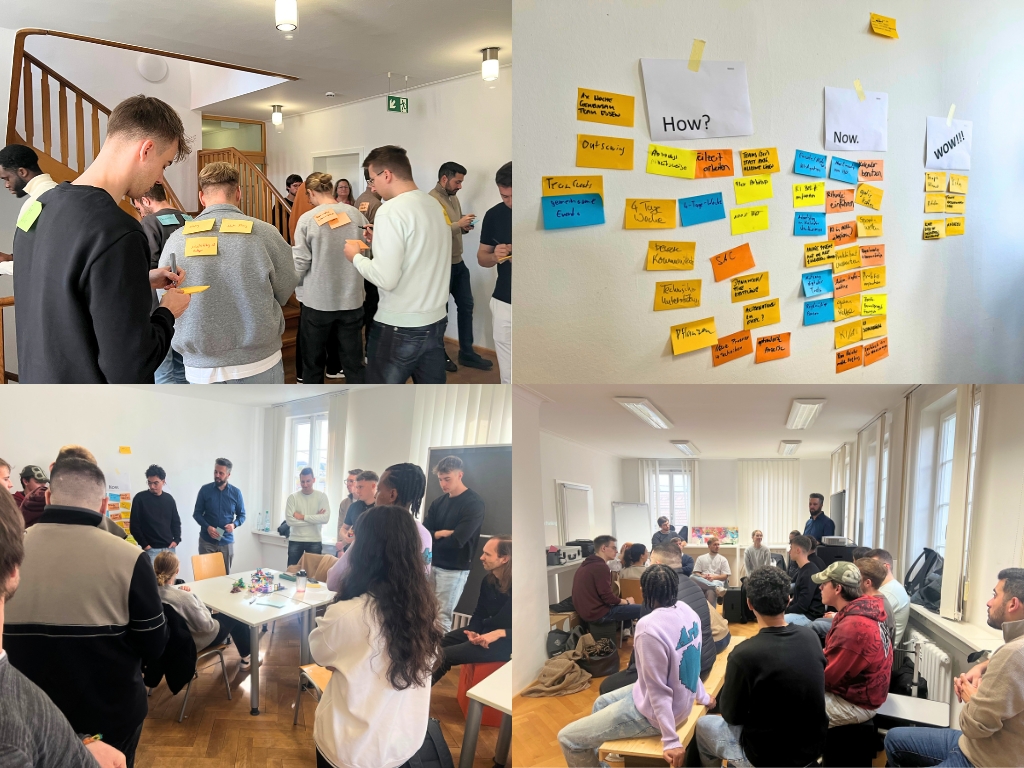 Collage eines Design-Thinking-Workshops für Studierende
