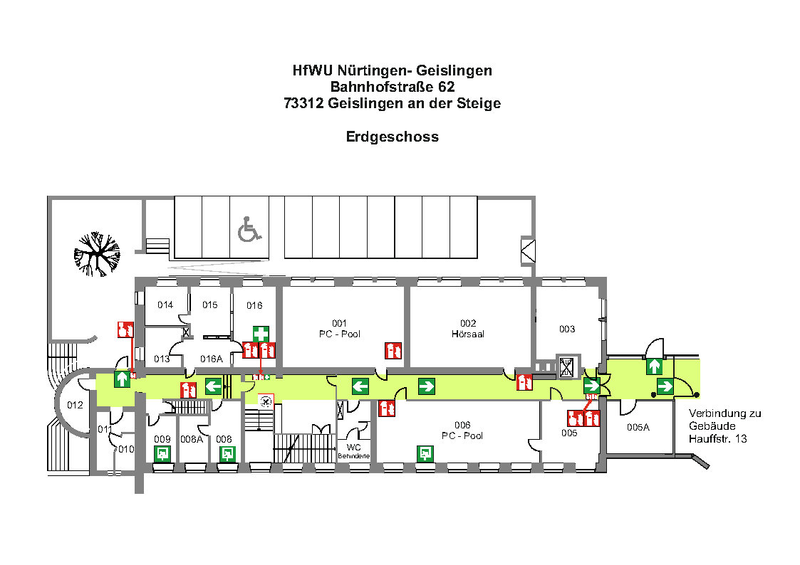 Gebäudeplan erstes Untergeschoss Ba62 des Campus Geislingen 