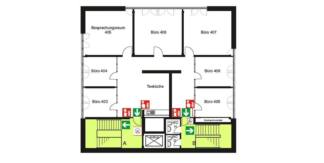 Gebäudeplan viertes Obergeschoss CI7 des Campus Innenstadt