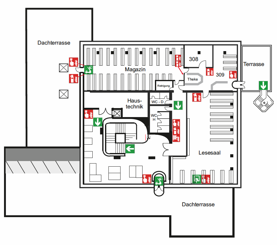 Gebäudeplan drittes Obergeschoss CB1 des Campus Braike