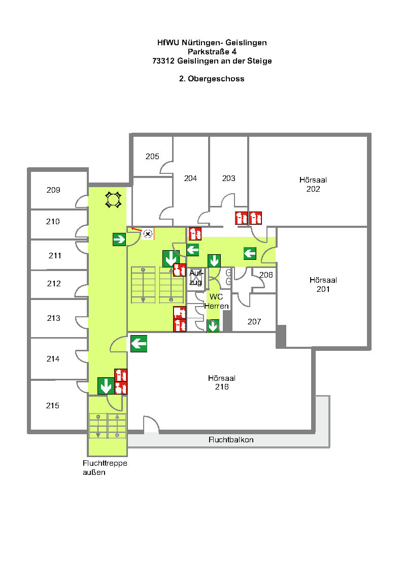 Gebäudeplan zweites Obergeschoss Pa4 des Campus Geislingen