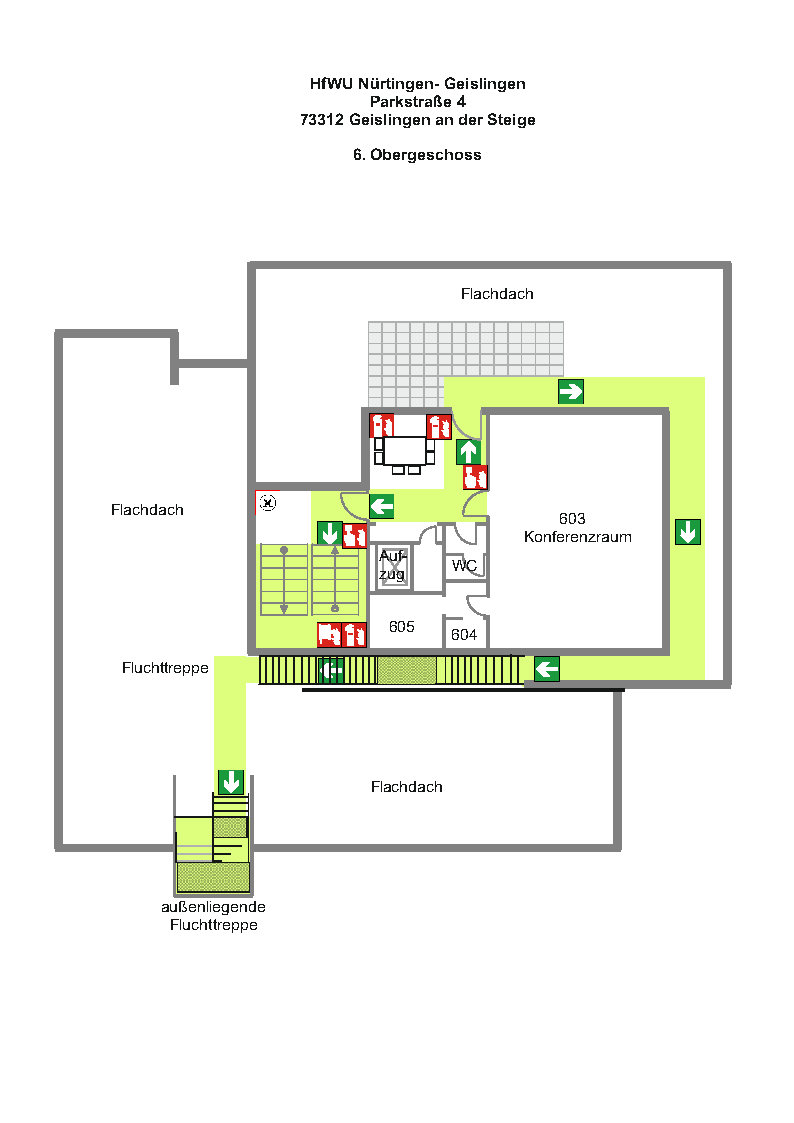 Gebäudeplan sechstes Obergeschoss Pa4 des Campus Geislingen